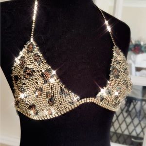 💎 Swarovski Crystal Leopard Express Bra RARE 💎